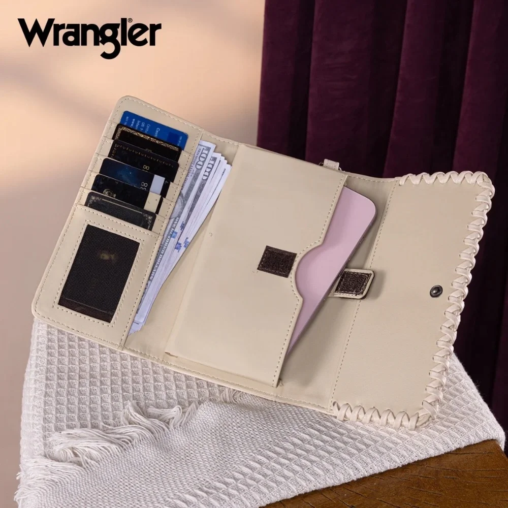 Wrangler Whipstitch Wristlet Wallet Tan